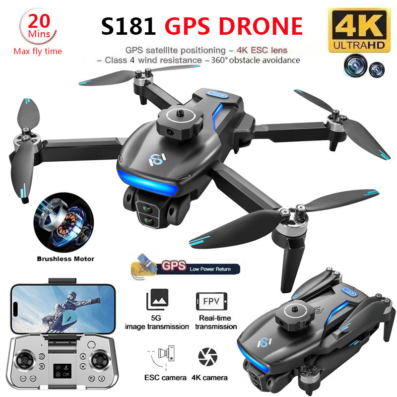 Rc Helicopter Electric - S181 GPS Drone 4K Professional HD
